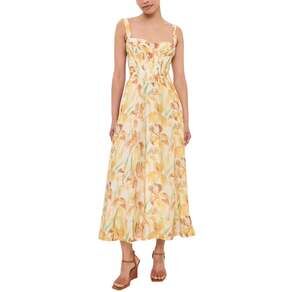 Bardot Printed Yellow Adaline Midi Dress Size 6